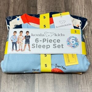 Koala Kids Light Blue and Navy 6-Piece Pajama Sleep Set